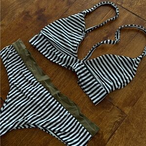 Boys + Arrows Striped FULL Bikini with Olive Accents